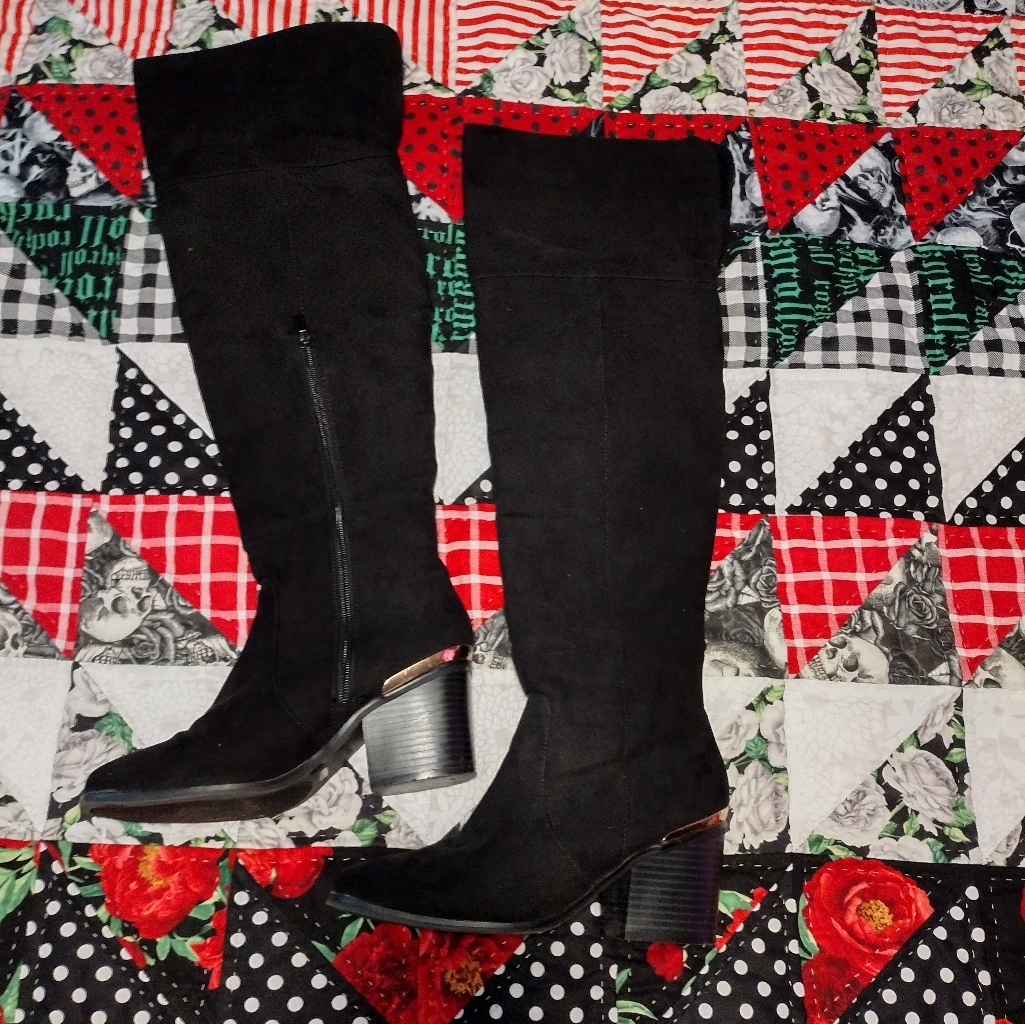 Black Suede Over-The-Knee Boots